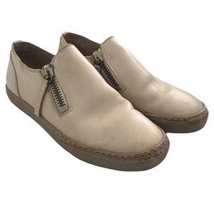 Diesel Italian White Leather shoes Unisex With Zipper
